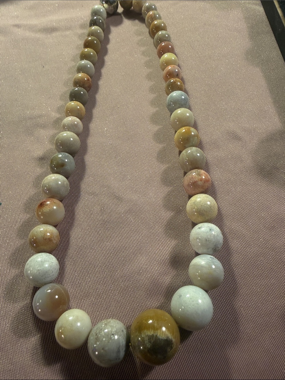 925 D’Joy Polished Natural Stone Bead Necklace in Soft Pastel Colors